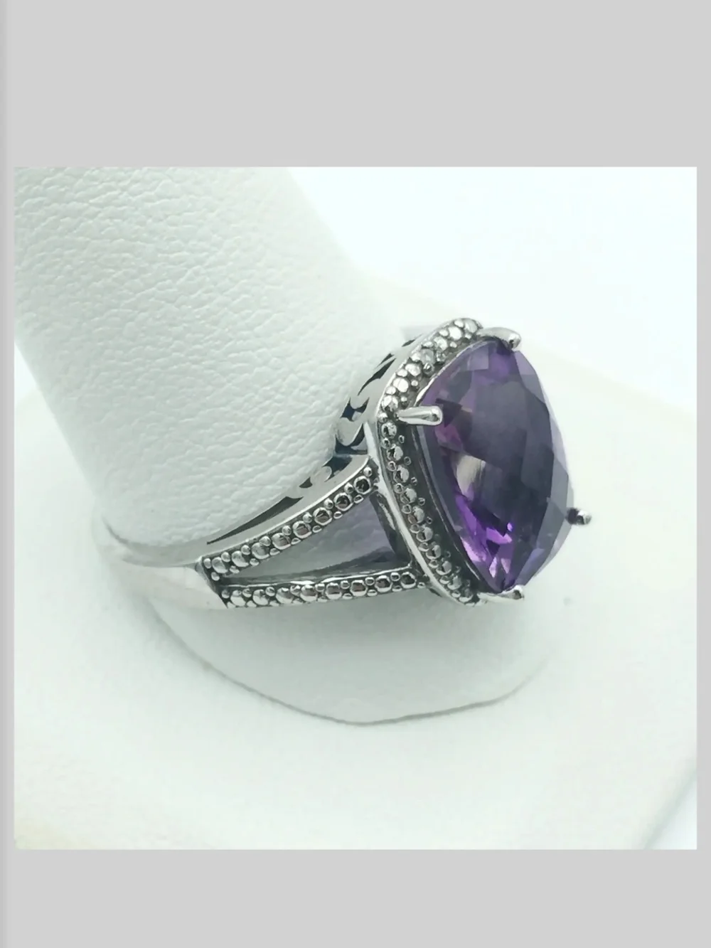 Sterling Silver Amethyst Statement Ring - Purple